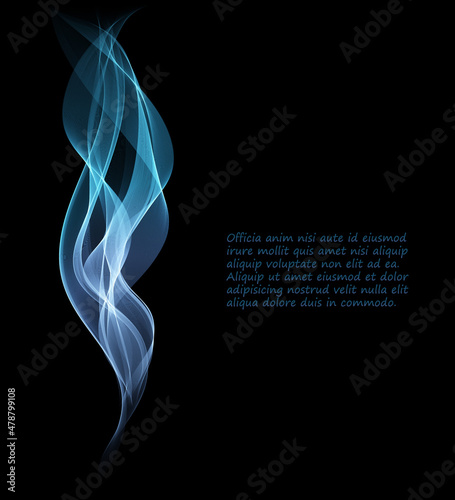 Vector Abstract shiny color blue wave design element on dark background.