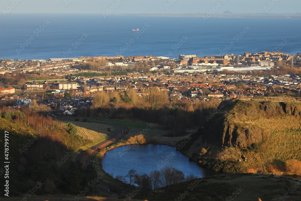 The Dunsapie loch at Edinburgh viewing from Arthur's Seat