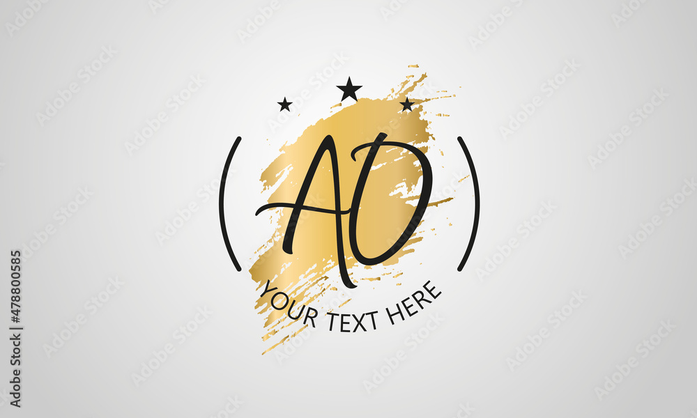 Handwritten feminine AO letter logo vector template design