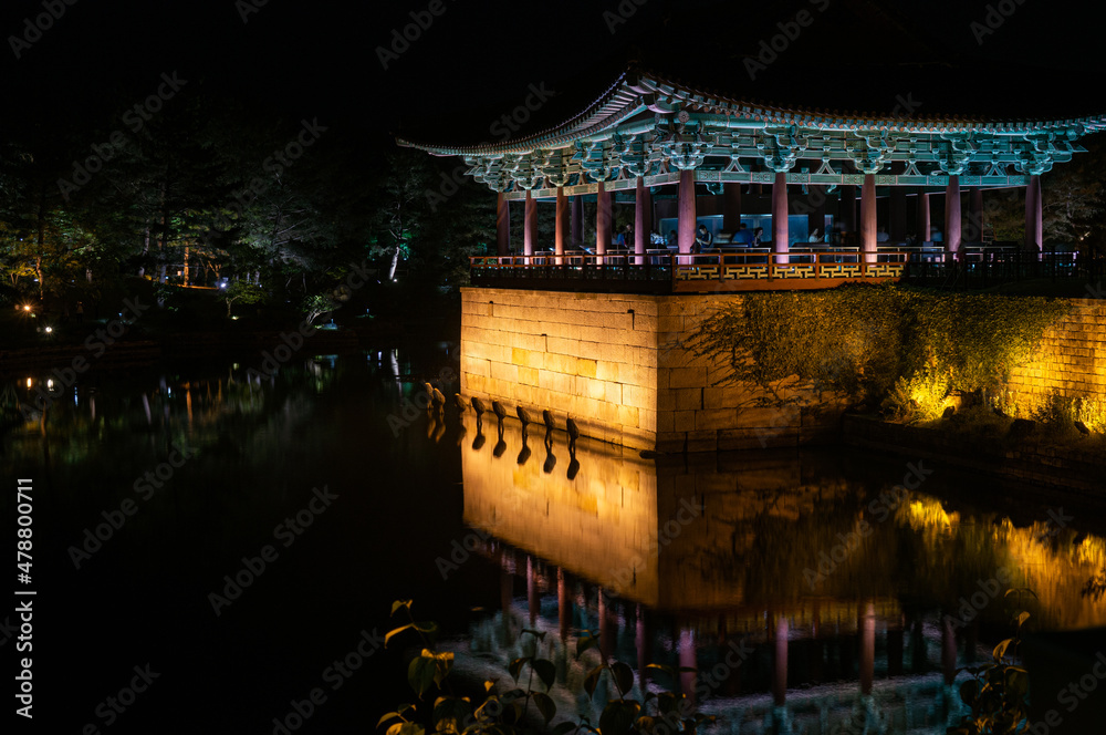 Obraz premium 한국 경주에 있는 의림지 야경사진