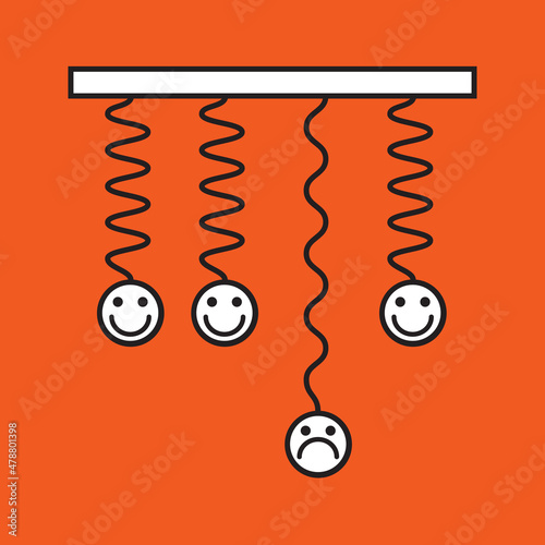 emoticons hanging  on springs - lost strength concept