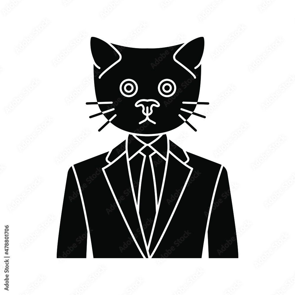 cartoon character cat in suit. cat gentleman. vector illustration