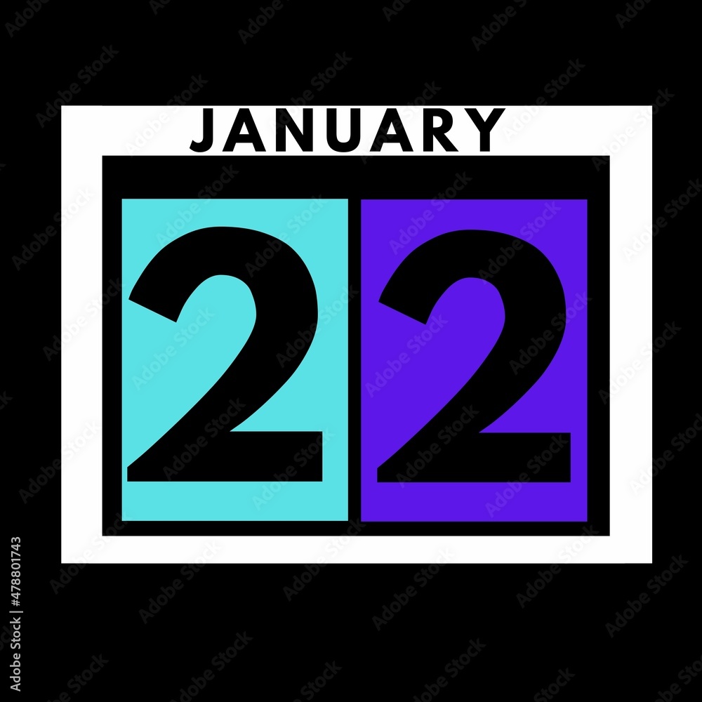 January 22 . colored flat daily calendar icon .date ,day, month .calendar for the month of January January 22 . colored flat daily calendar icon .date ,day, month .calendar for the month of January