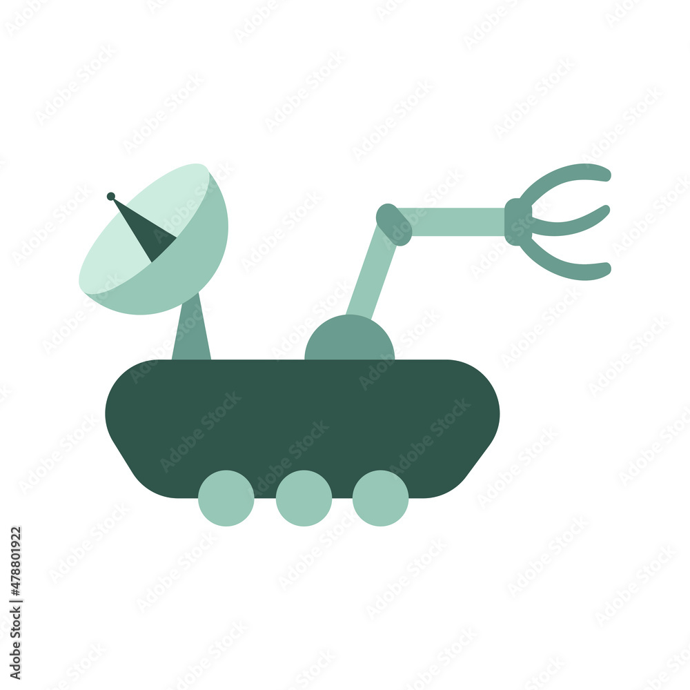 Obraz premium outer space expeditions equipment. a rover illustration in flat cartoon style. colored science object in vector graphic for educational and outer space design elements.