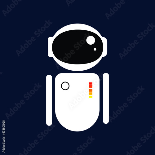 outer space expeditions equipment. a robot astronaut illustration in flat cartoon style. colored science object in vector for educational and outer space design elements.