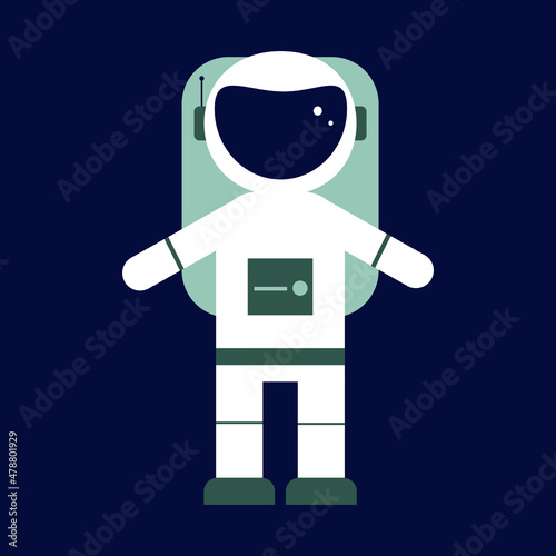 outer space expeditions equipment. an astronaut with spacesuit illustration in flat cartoon style. colored science object in vector graphic for educational and outer space design elements.