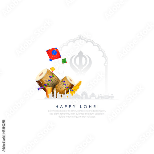Vector illustration of Happy Lohri holiday background for Punjabi festival.