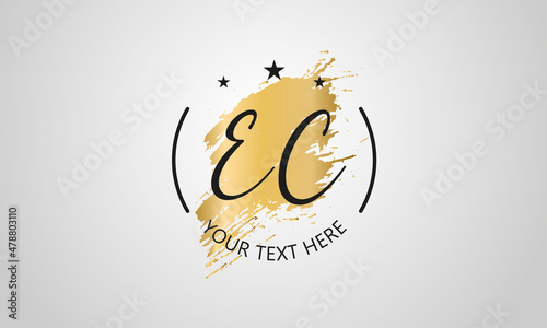 Handwritten feminine EC letter logo vector template design