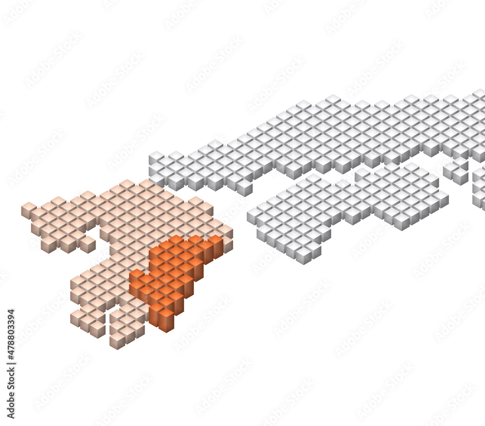 Fototapeta キューブドットの3d日本地図 九州 宮崎 Naklejamy Com