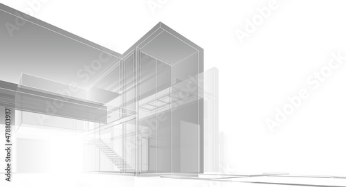 3d render of a modern building