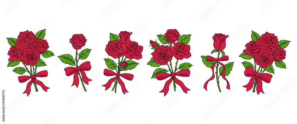 薔薇のブーケのイラスト Stock Vector Adobe Stock