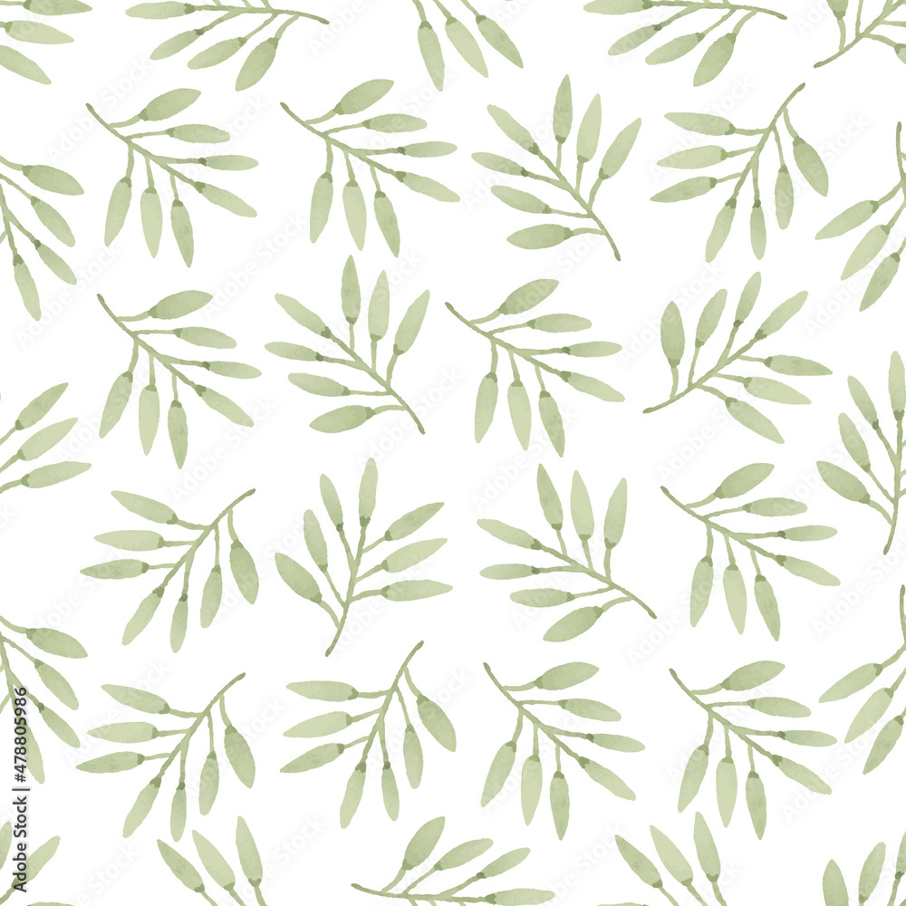 Watercolor leaf seamless pattern
