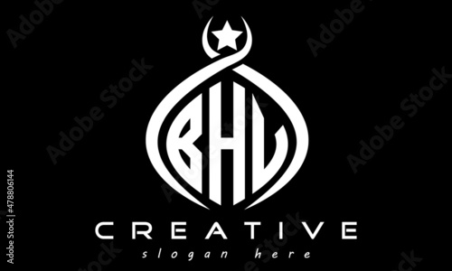 three letters BHV monogram curved oval initial logo design, geometric minimalist modern business shape creative logo, vector template photo