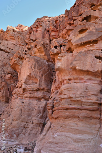 A gorgeous view of red-colored rocks in a canyon