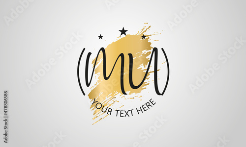 Handwritten feminine MU letter logo vector template design