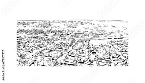 Building view with landmark of Londrina is a city in southern Brazil. Hand drawn sketch illustration in vector.
