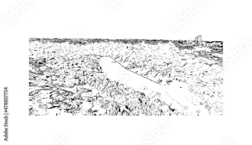 Building view with landmark of Londrina is a city in southern Brazil. Hand drawn sketch illustration in vector.