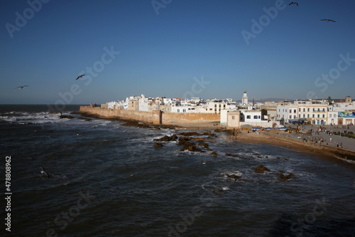 Areal panoramic view of Essaouira Ramparts on Atlantic coast  in Essaouira  Morocco