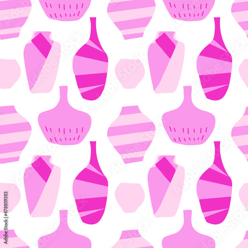 Seamless Vector pattern with ancient vessel for valentine's day.In love,festive,pink,repeating hand painted print. Designs for textile, fabric, wrapping paper, packaging, scrapbook paper