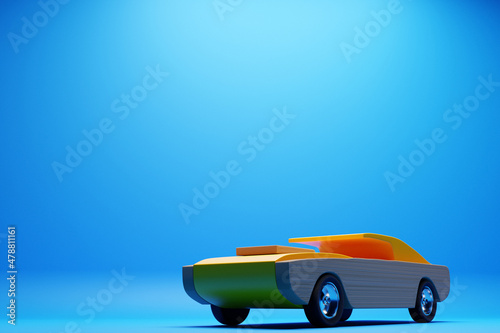 Sports wooden red  car racing design on   blue isolated  background. 3d illustration © Виталий Сова
