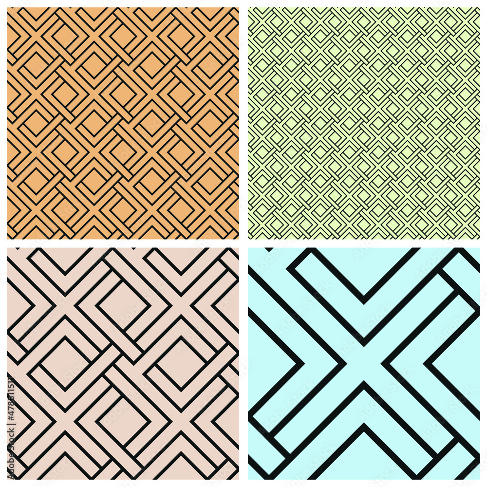 Set of seamless geometric patterns Set of seamless geometric patterns
