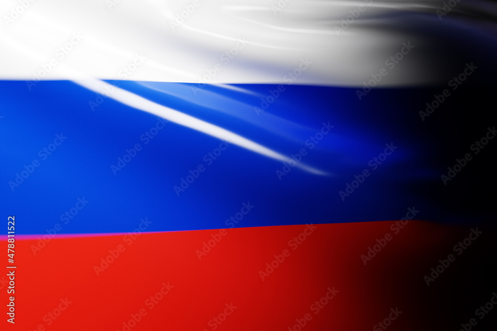 Fototapeta premium 3D illustration of the national waving flag of Russia. Country symbol.