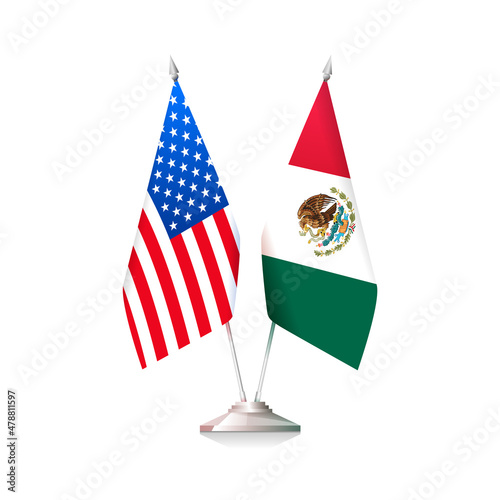 Flags of USA and Mexico. Vector illustration