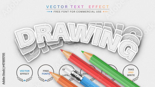 Pencil Drawing - Editable Text Effect, Font Style