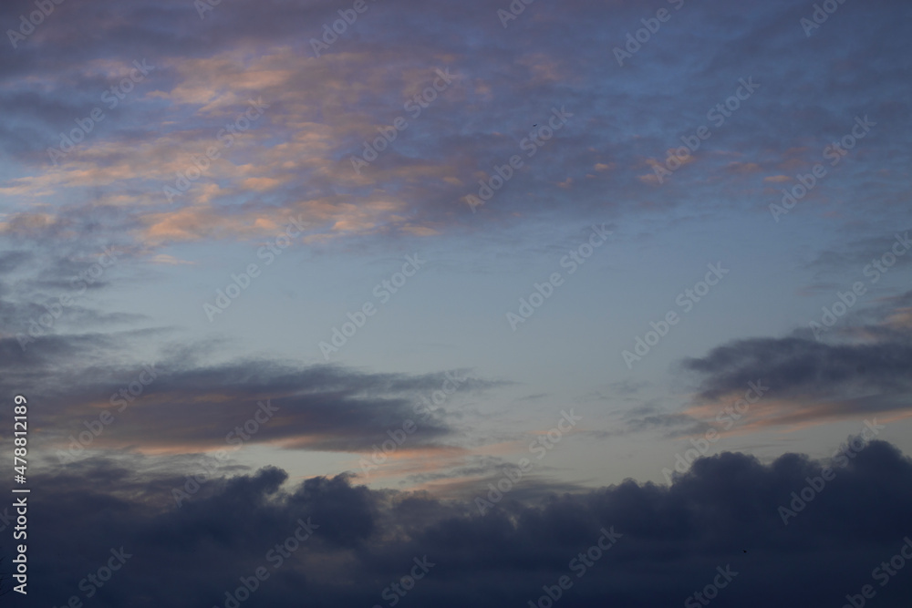 Clouds and sunset. Oeverlanden Meppel Staphorst. Netherlands.
