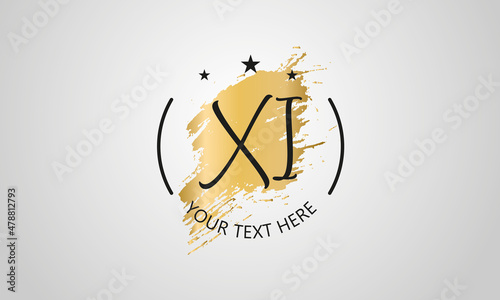 Handwritten feminine XI letter logo vector template design