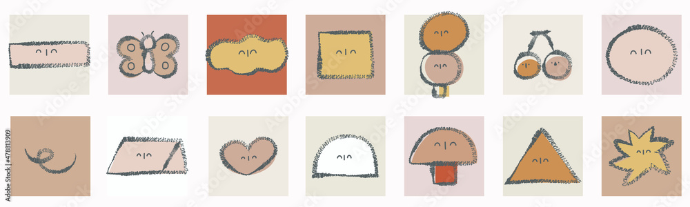 art abstract doodle cute smile circle square cartoon boho color cute character vector illustration
line art abstract doodle cute smile circle square cartoon boho color cute character vector illustration
line