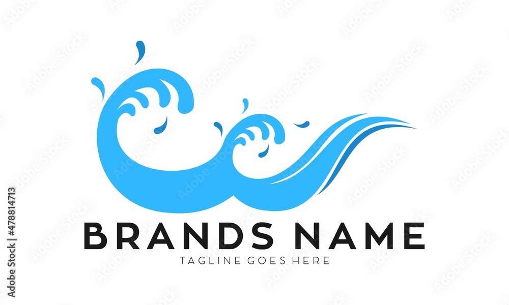 Natural wave roll in the sea vector logo Natural wave roll in the sea vector logo