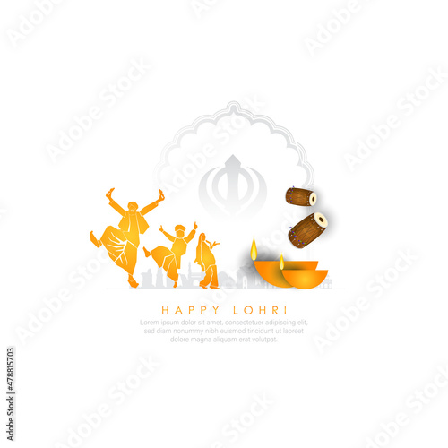 Vector illustration of Happy Lohri holiday background for Punjabi festival.
