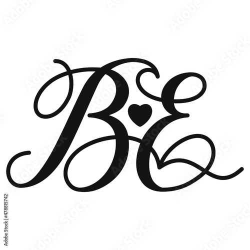 monogram B E in scripting. Vector illustration