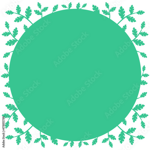 round frame with cut leaves on the branches. Vector illustration