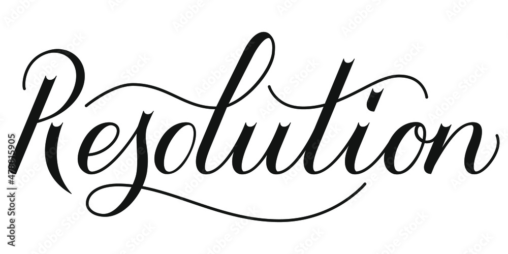 Resolution Hand written Typography Black script text lettering and ...