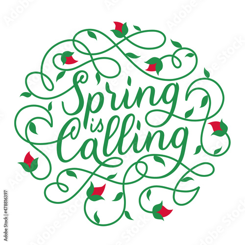 lettering Spring is calling. Vector illustration