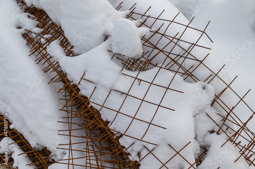 scrap metal under the snow