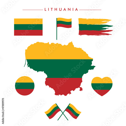 lithuania flag and Map Vector