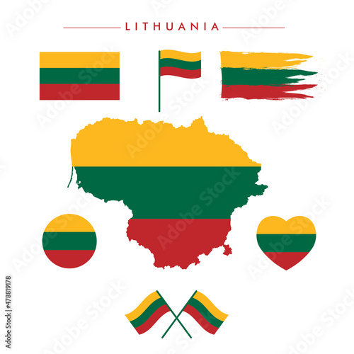 lithuania flag and Map Vector Free Download lithuania flag and Map Vector - GFXLoad
