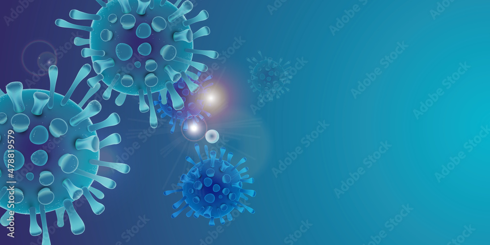 Naklejka premium Covid 19 design banner - coronavirus sars cov 2 - blue design