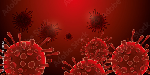 Covid 19 design banner - coronavirus sars cov 2 - red design photo
