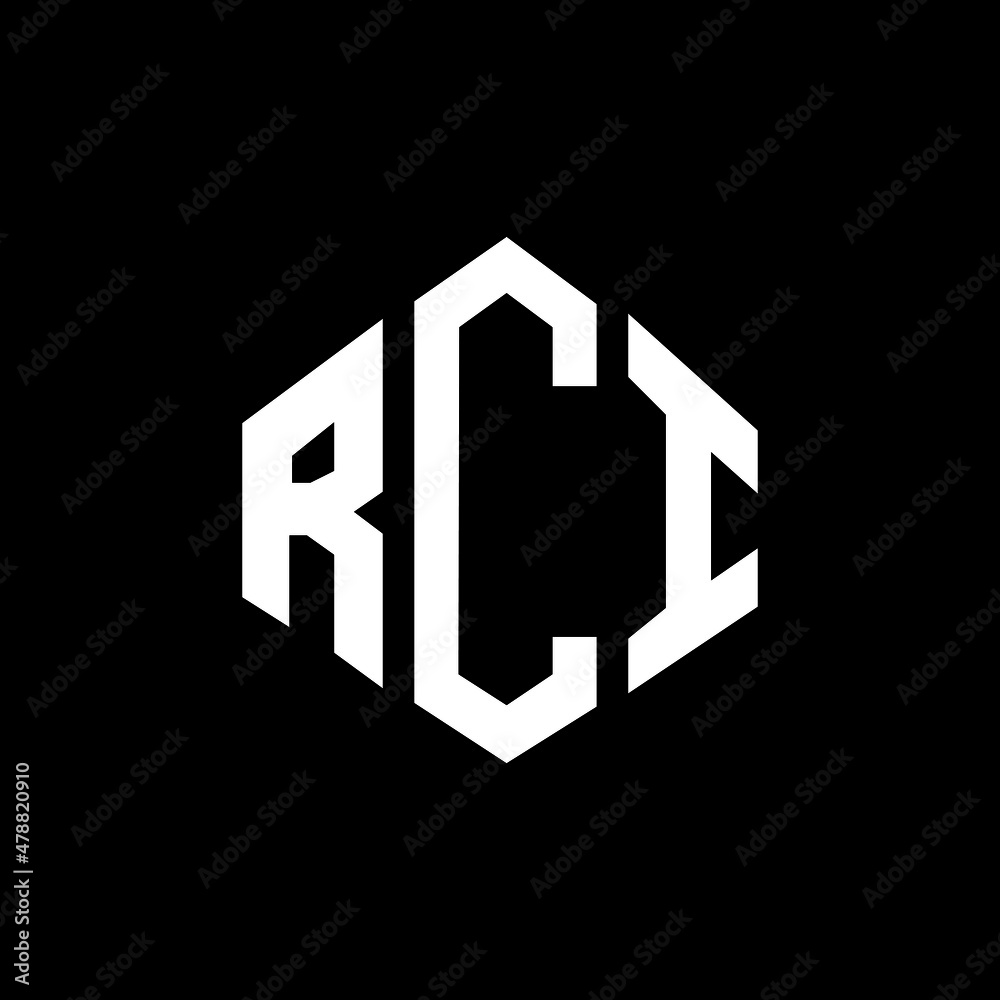RCI letter logo design with polygon shape. RCI polygon and cube shape logo design. RCI hexagon vector logo template white and black colors. RCI monogram, business and real estate logo.