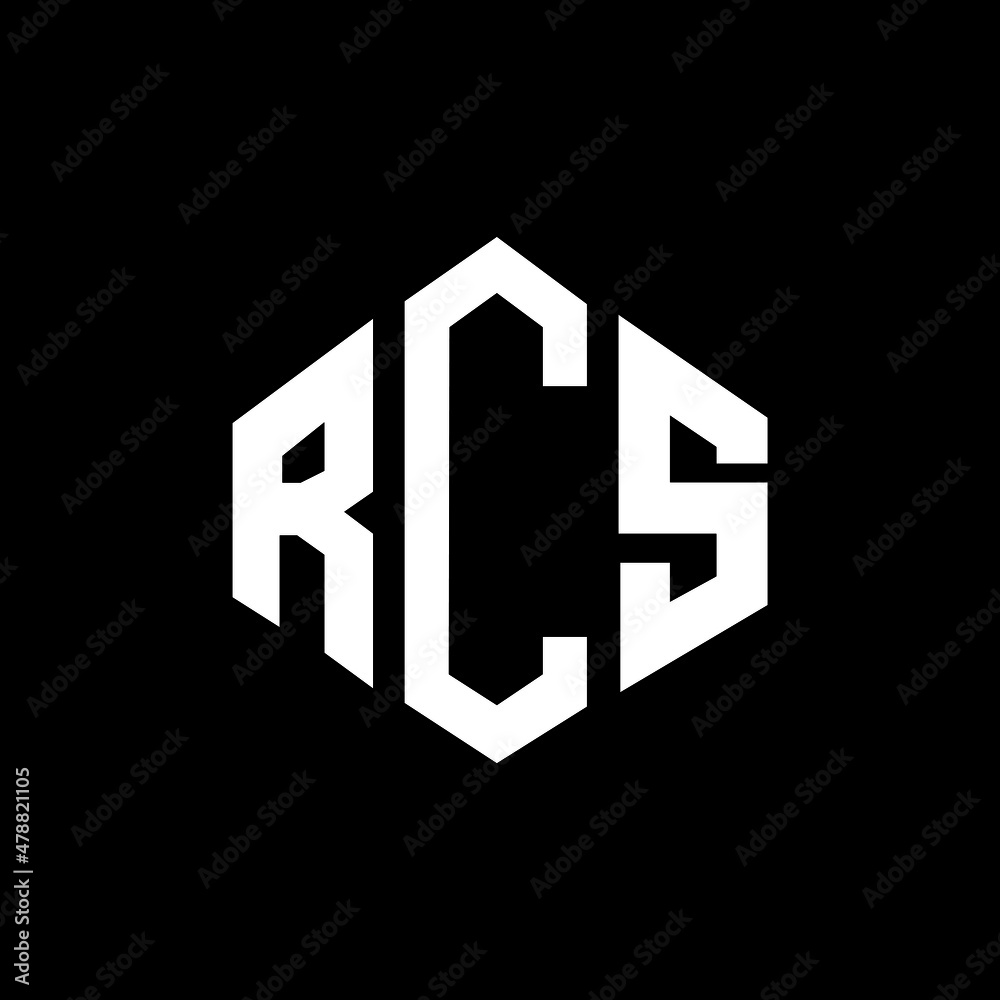 RCS letter logo design with polygon shape. RCS polygon and cube shape logo design. RCS hexagon vector logo template white and black colors. RCS monogram, business and real estate logo. - obrazy, fototapety, plakaty 
