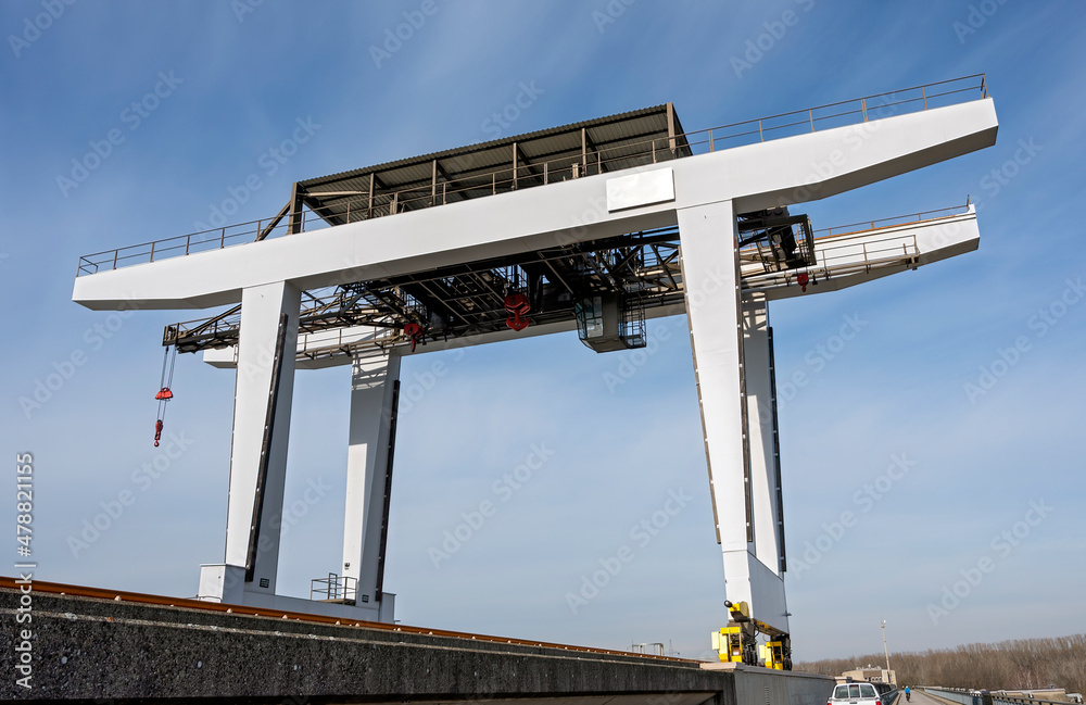 portal crane of the river hydraulic power plant of Greifenstein, Austria