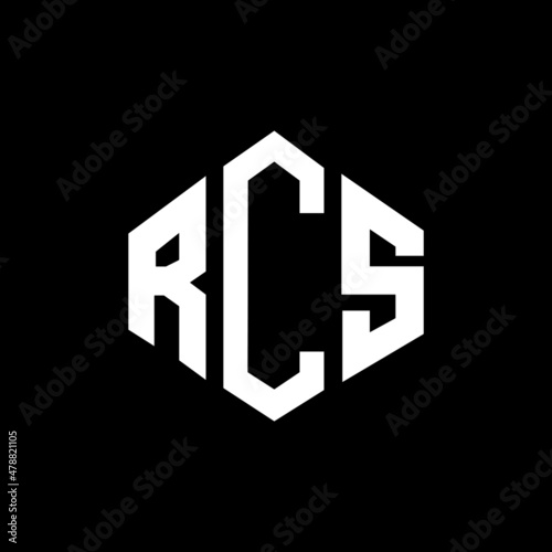 RCS letter logo design with polygon shape. RCS polygon and cube shape logo design. RCS hexagon vector logo template white and black colors. RCS monogram, business and real estate logo. photo