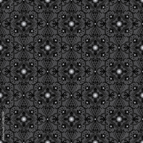 Diamond foulard in half drop layout. seamless vector in grays