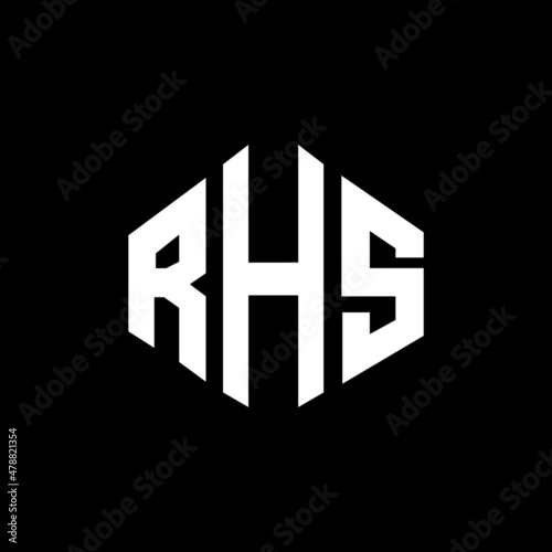 RHS letter logo design with polygon shape. RHS polygon and cube shape logo design. RHS hexagon vector logo template white and black colors. RHS monogram, business and real estate logo. photo