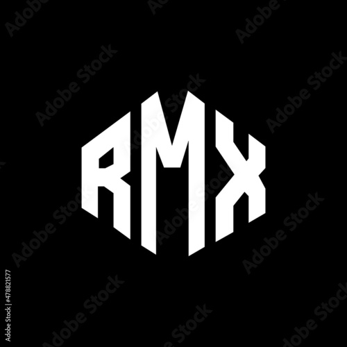 RMX letter logo design with polygon shape. RMX polygon and cube shape logo design. RMX hexagon vector logo template white and black colors. RMX monogram, business and real estate logo. © mamun25g