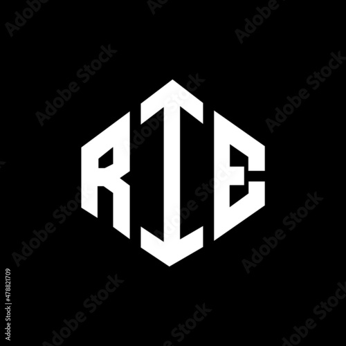 RIE letter logo design with polygon shape. RIE polygon and cube shape logo design. RIE hexagon vector logo template white and black colors. RIE monogram, business and real estate logo. photo